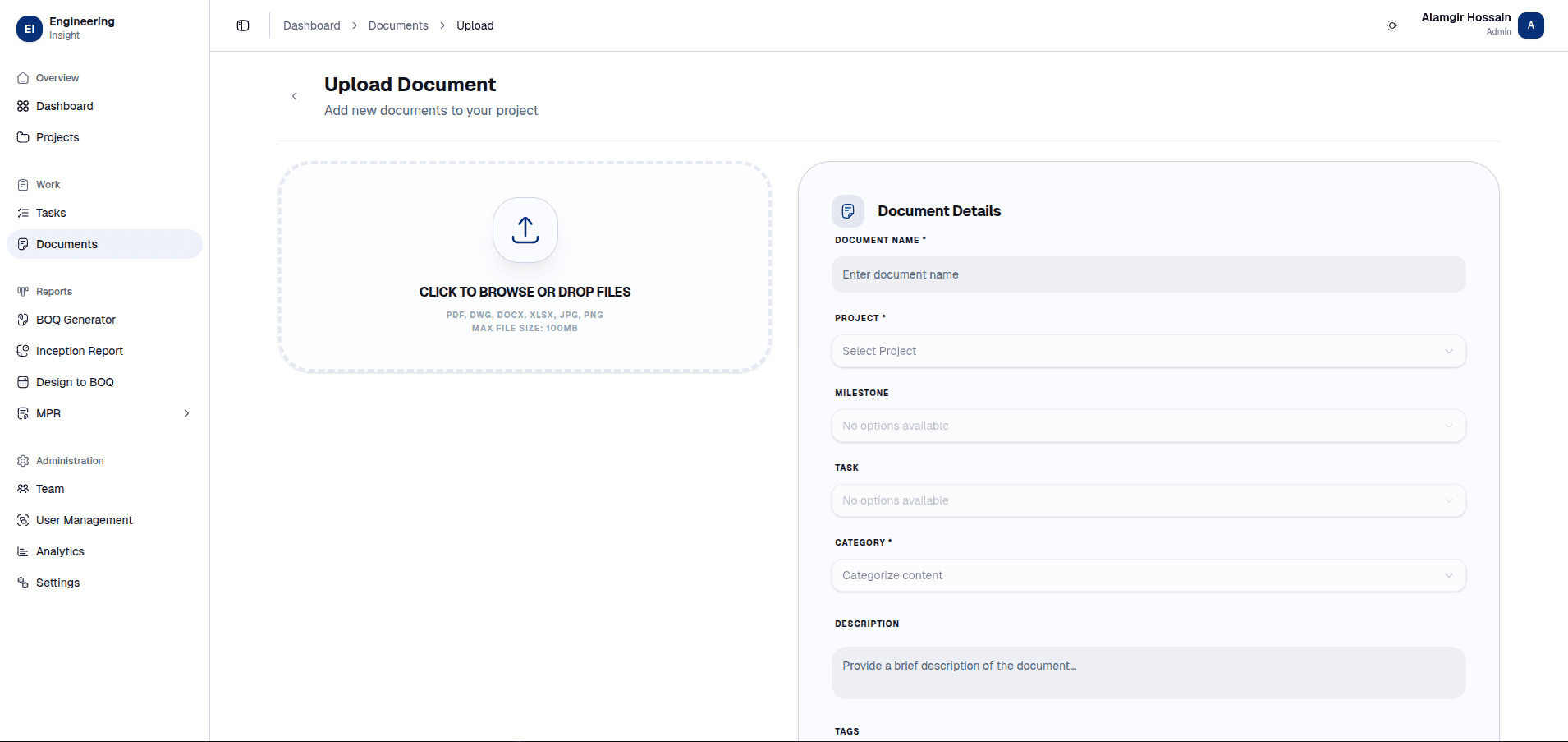 Intelligent Document Upload